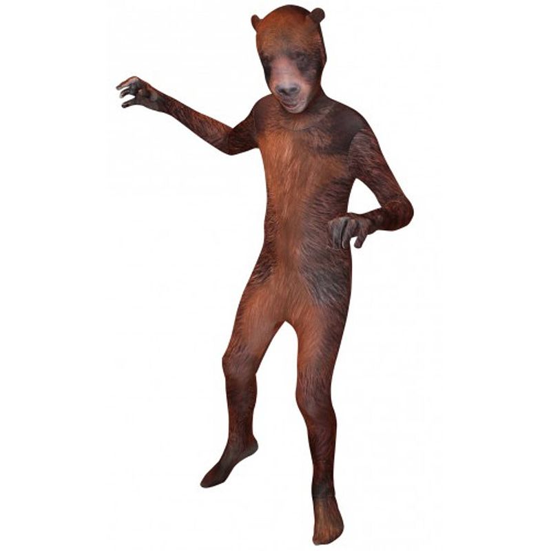 Foto van Grizzly beer morphsuit voor kinderen 6-8 jaar - carnavalskostuums