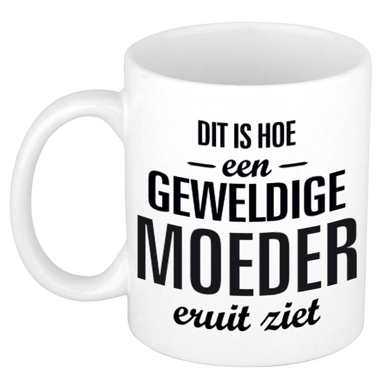 Foto van Geweldige moeder cadeau koffiemok / theebeker wit 300 ml - feest mokken