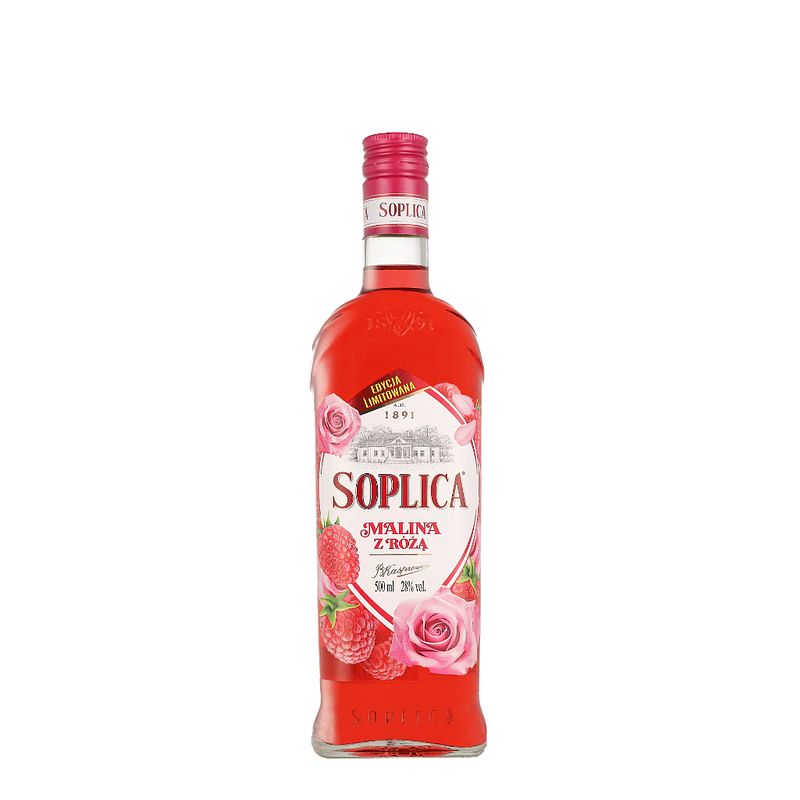Foto van Soplica limited valentijnseditie 'sframboom & roos's 0.5 liter wodka