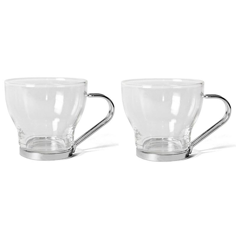 Foto van 6x theeglazen/koffieglazen met rvs oor 170 ml - koffie- en theeglazen