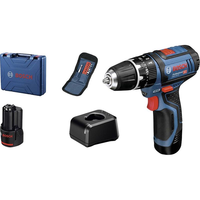 Foto van Bosch professional gsb 12v-15 -accu-klopboormachine incl. 2 accus, incl. koffer