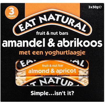 Foto van Eat natural fruit & nut bars amandel & abrikoos met een yoghurtlaagje 3 x 50g bij jumbo