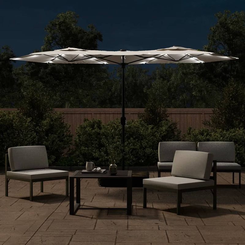 Foto van Infiori parasol dubbel met led'ss 316x240 cm zandwit