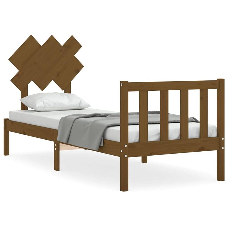 Foto van The living store the living store bedframe - massief grenenhout - 195.5 x 80.5 x 81 cm - multiplex lattenbodem