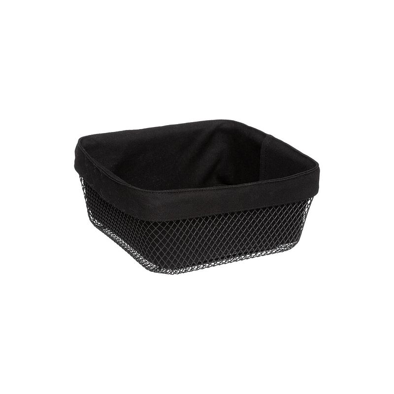 Foto van Casa di elturo broodmand / serveermand mesh - zwart - l 25.5 x b 25.5 x h11.5 cm