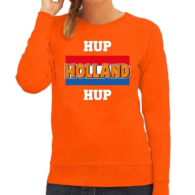 Foto van Oranje fan sweater / trui holland hup holland hup ek/ wk voor dames m - feesttruien