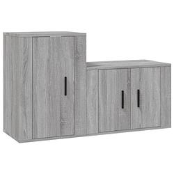 Foto van The living store televisiekastenset - grijs sonoma eiken - 57 x 34.5 x 40 cm en 40 x 34.5 x 60 cm - wandgemonteerd