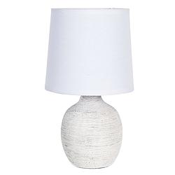 Foto van Haes deco - tafellamp - natural cosy - witte keramieke lamp, ø 15x26 cm - bureaulamp, sfeerlamp, nachtlampje