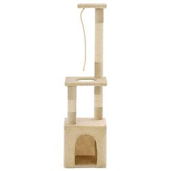 Foto van The living store kattenboom - krabpaal 109cm - beige - polyester - pluche - sisal