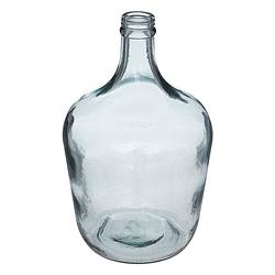 Foto van Atmosphera bloemenvaas olijfolie fles model - blauw transparant - glas - h30 x d18 cm - vazen