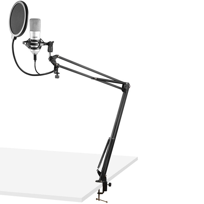 Foto van Vonyx cms300s usb microfoon met broadcast arm en popfilter