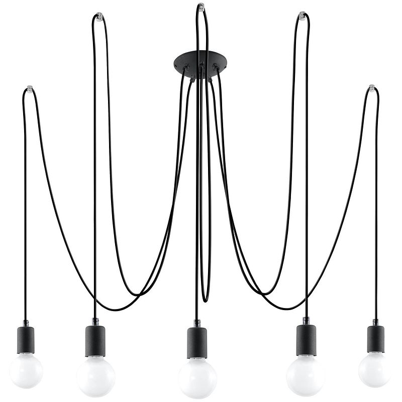 Foto van Sollux hanglamp edison 5 lichts e27 zwart