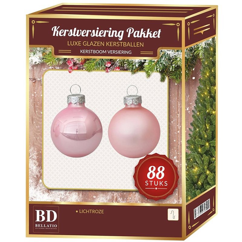 Foto van Glazen kerstballen set 88-delig roze - kerstbal