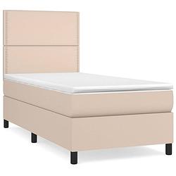 Foto van The living store boxspringbed - kunstleer cappuccino - 203x100x118/128 cm - pocketvering matras - middelharde