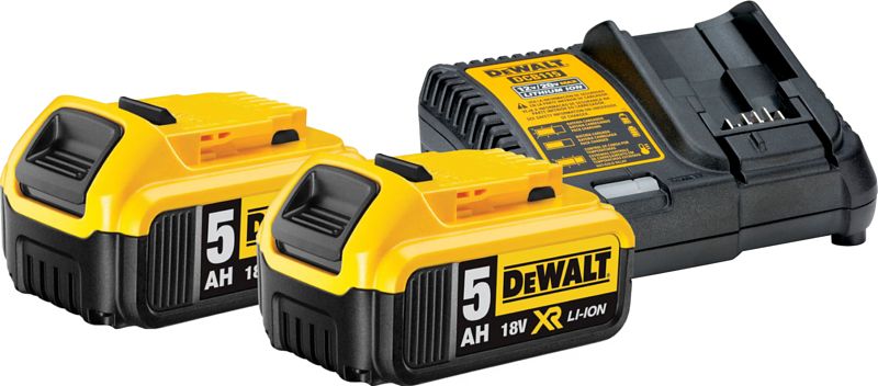 Foto van 2x dewalt dcb184-xj 18v 5,0ah accu + lader