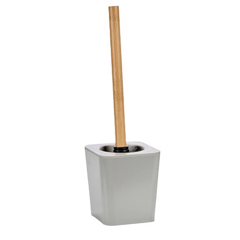 Foto van Berilo toiletborstel en -houder 39 x 11,5 cm bamboe/rvs grijs