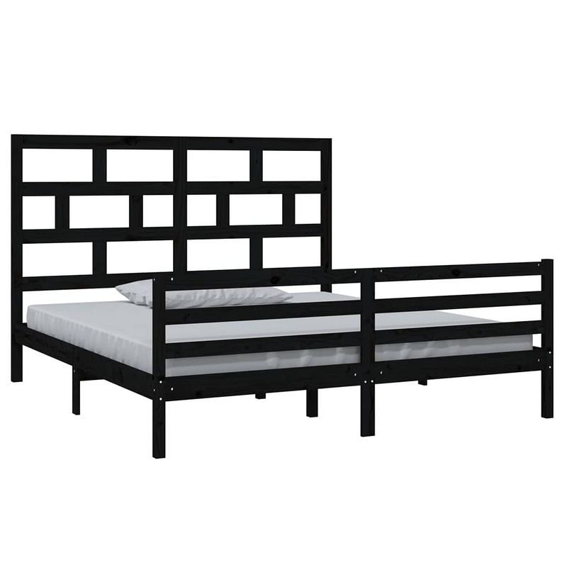 Foto van The living store bed the living store - houten bedframe - 180 x 200 cm - zwart