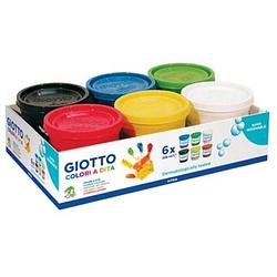Foto van Giotto vingerverf, 6 potjes van 200 ml in geassorteerde kleuren