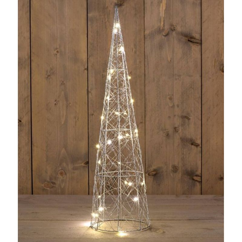 Foto van Anna'ss collection - metal cone silver 60cm 30led warm white - 50cm clear le