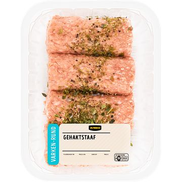 Foto van 3 voor € 9,00 | jumbo gehaktstaaf rund & varken 4 stuks 400g aanbieding bij jumbo