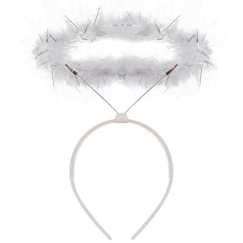 Foto van Henbrandt engel halo - diadeem/haarband/tiara - wit - 22 x 0,5 x 36 cm - verkleedhoofddeksels