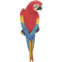 Foto van Dierenbeeld rode ara papegaai vogel 31 cm tuinbeeld hangdeco - tuinbeelden