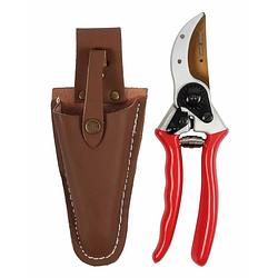 Foto van Talen tools - snoeischaar - titanium - voorbijsnijdend - high quality - met lederen holster - 21 cm