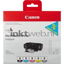 Foto van Canon pgi-9 multipack pbk, c, m, y, gy zwart en kleur cartridge