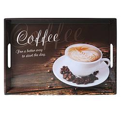 Foto van Dienblad rechthoekig - koffie print - design koffie - thee dienblad -