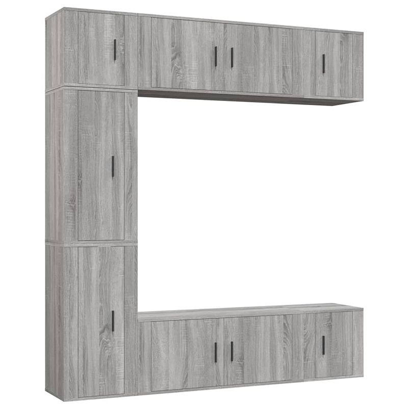 Foto van The living store tv-meubel set - grijs sonoma eiken - 2x 100x34.5x40 cm - 2x 40x34.5x80 cm - 3x 40x34.5x40 cm