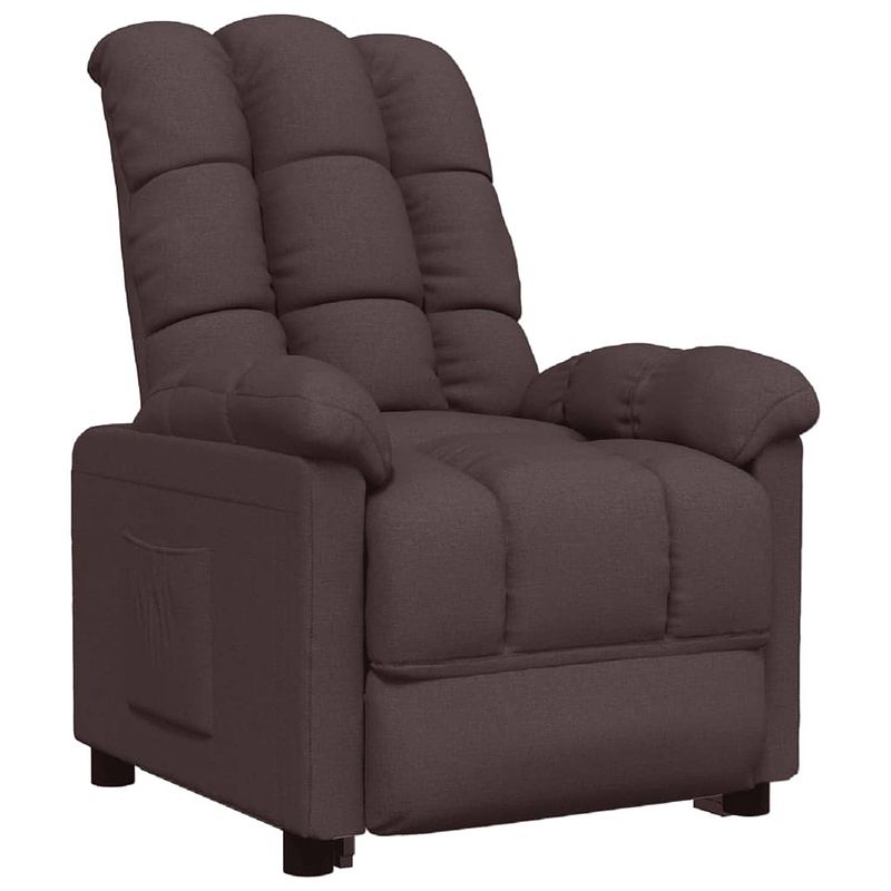 Foto van The living store verstelbare stoel - fauteuil - stof - 74 x 99 x 102 cm - donkerbruin