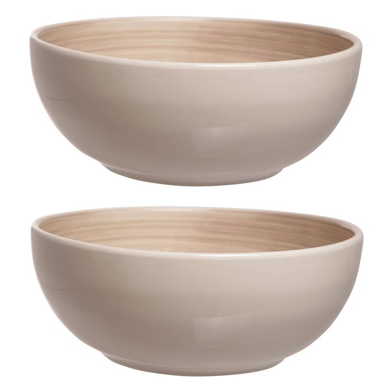 Foto van 2x stuks salade schalen/kommen rond turbolino beige/bruin 25 cm - saladeschalen