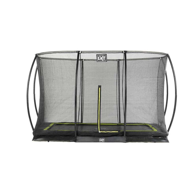 Foto van Exit silhouette verlaagde trampoline met veiligheidsnet rechthoekig - 214 x 305 cm - zwart