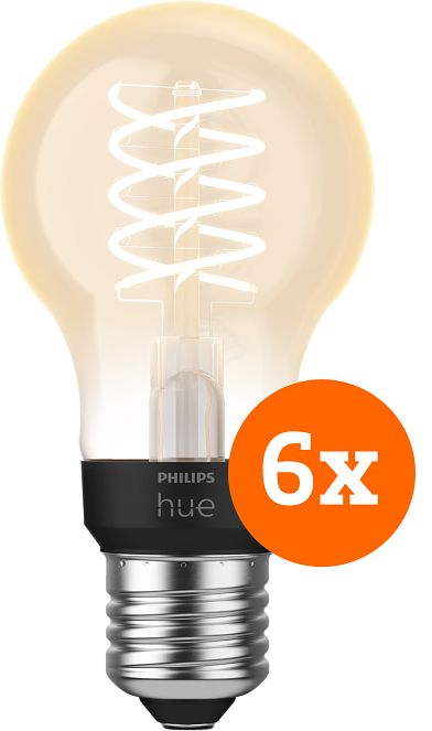 Foto van Philips hue filamentlamp white standaard e27 - 2023 - 6-pack