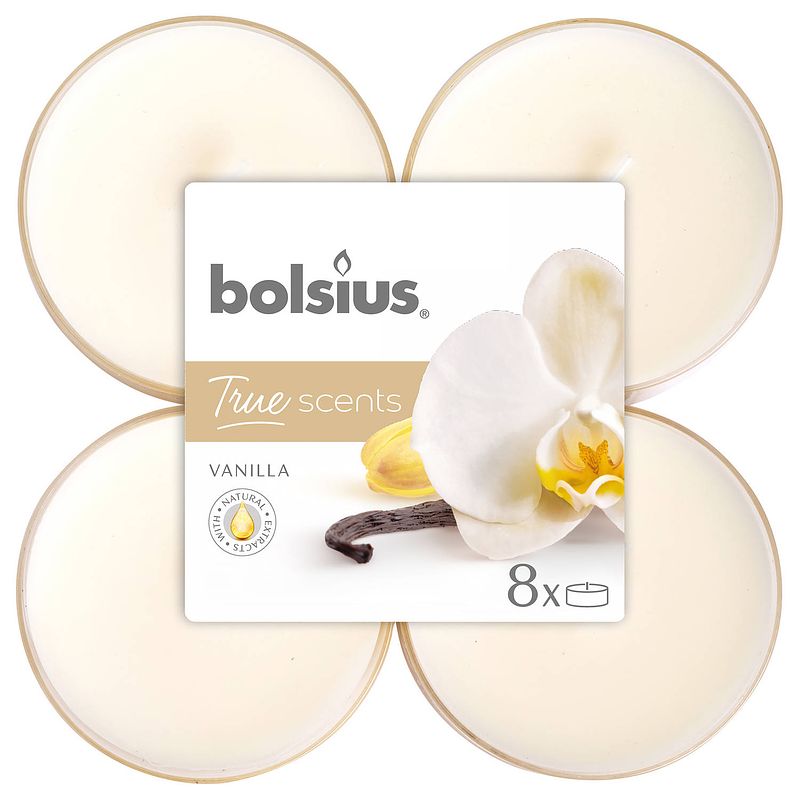 Foto van Bolsius geurtheelichten true scents vanille 11,7 cm 8 stuks