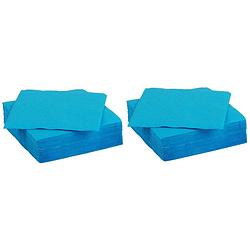 Foto van Color party diner/feest servetten - 60x - blauw - 38 x 38 cm - papier - 3-laags - feestservetten