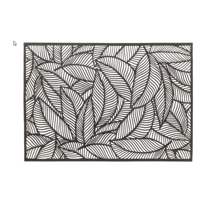 Foto van Unique living placemat nissa - 1x - zwart bladmotief - 30 x 45 cm - placemats