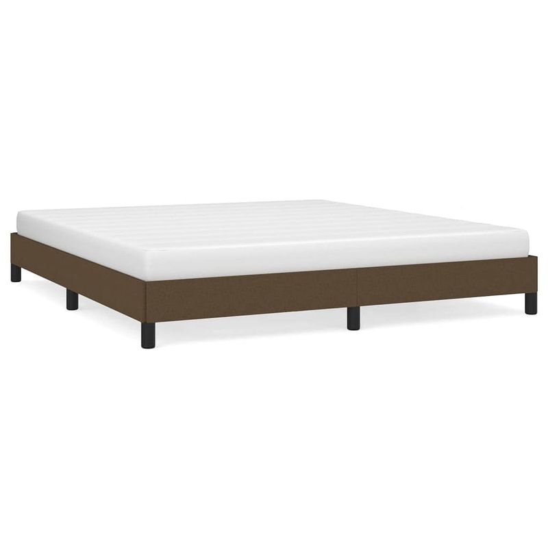 Foto van The living store bedframe donkerbruin - stof - 203x183x25 cm - multiplex lattenbodem