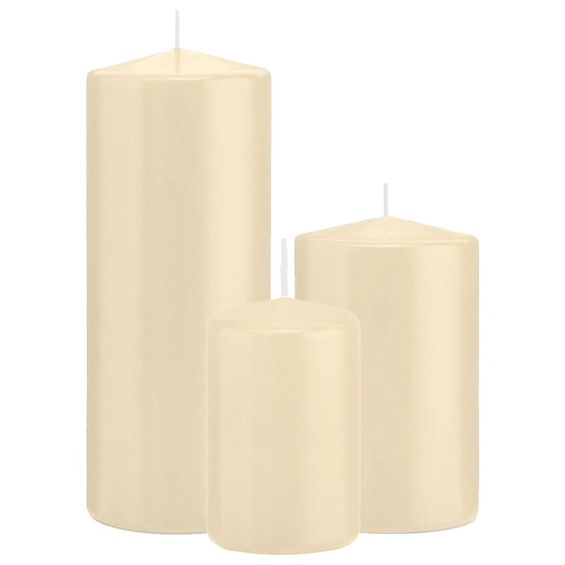 Foto van Stompkaarsen set van 3x stuks creme wit 12-15-20 cm - stompkaarsen