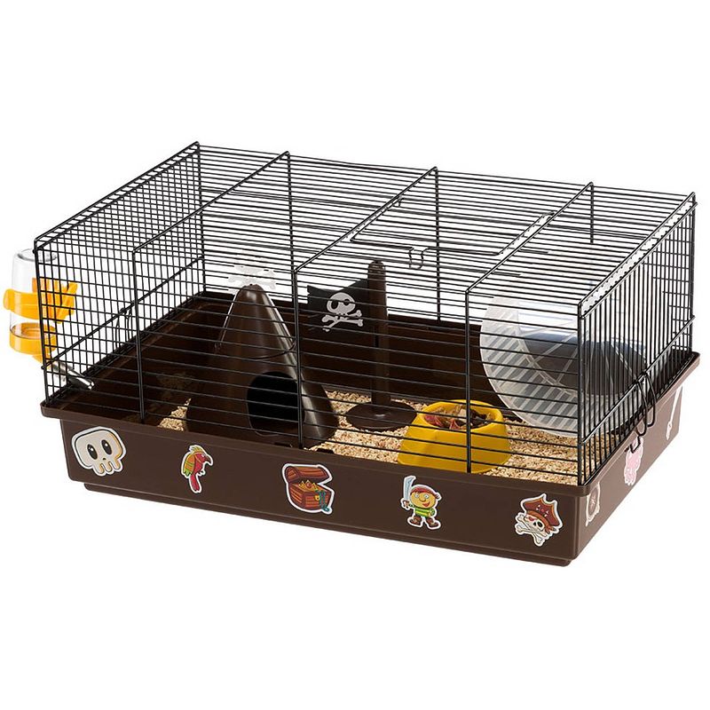 Foto van Ferplast hamsterkooi pirates 46 x 28,5 x 23 cm staal bruin