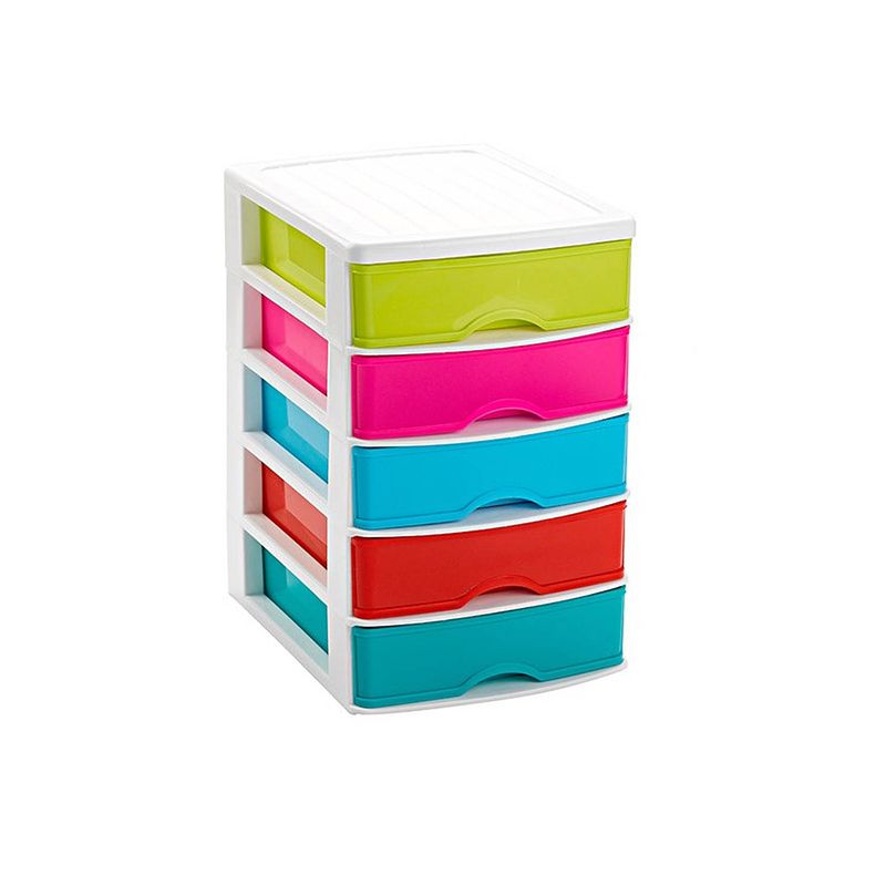 Foto van Gekleurde/wit ladeblok/bureau organizers 21 x 17 x 28 cm - ladeblok