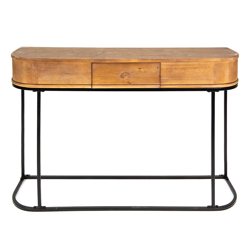 Foto van Clayre & eef sidetable 120*33*81 cm bruin zwart ijzer hout wandtafel haltafel console tafel bruin wandtafel haltafel