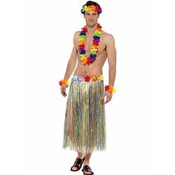 Foto van 3x stuks gekleurde regenboog hawaii verkleedset - verkleedkransen
