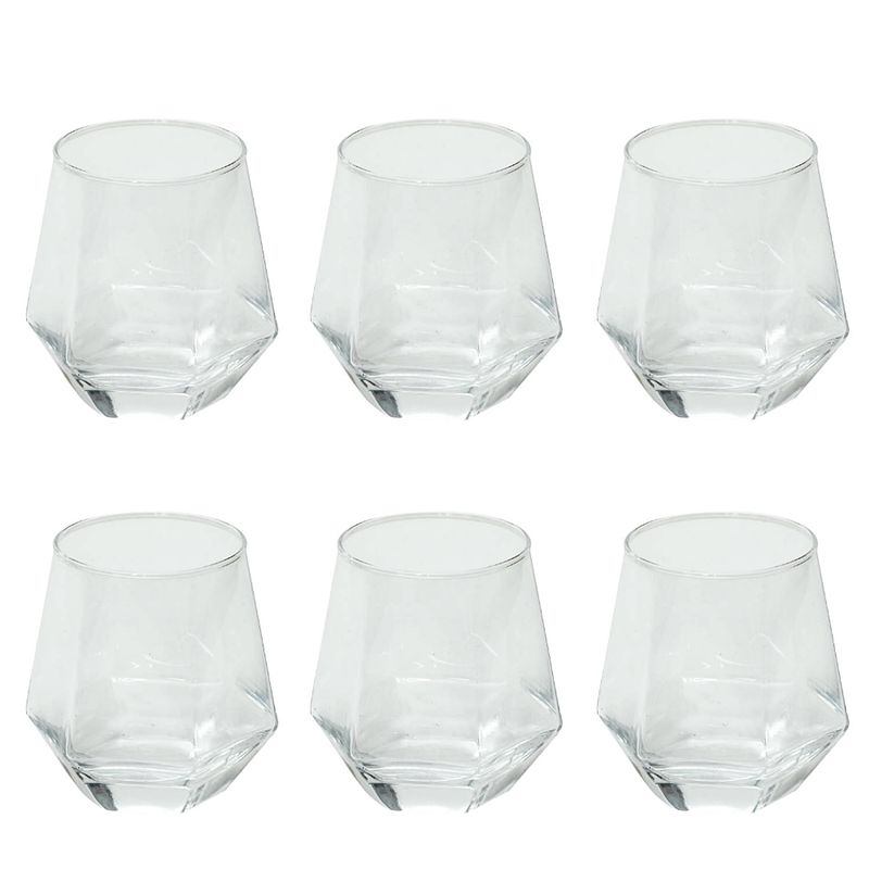 Foto van Otix waterglazen - set van 6 - 300ml - diamant vorm - transparant - glas