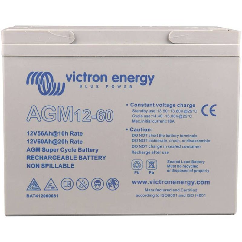 Foto van Victron energy deep cycle loodaccu 12 v 60 ah loodvlies (agm) (b x h x d) 138 x 229 x 227 mm