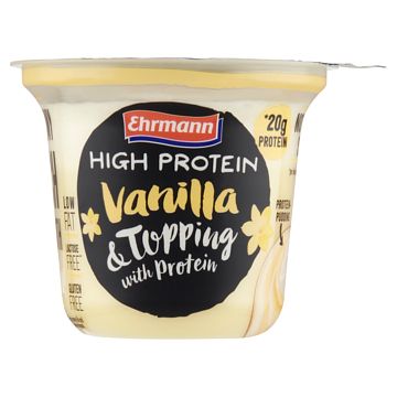 Foto van Ehrmann high protein vanilla & topping with protein 200g bij jumbo