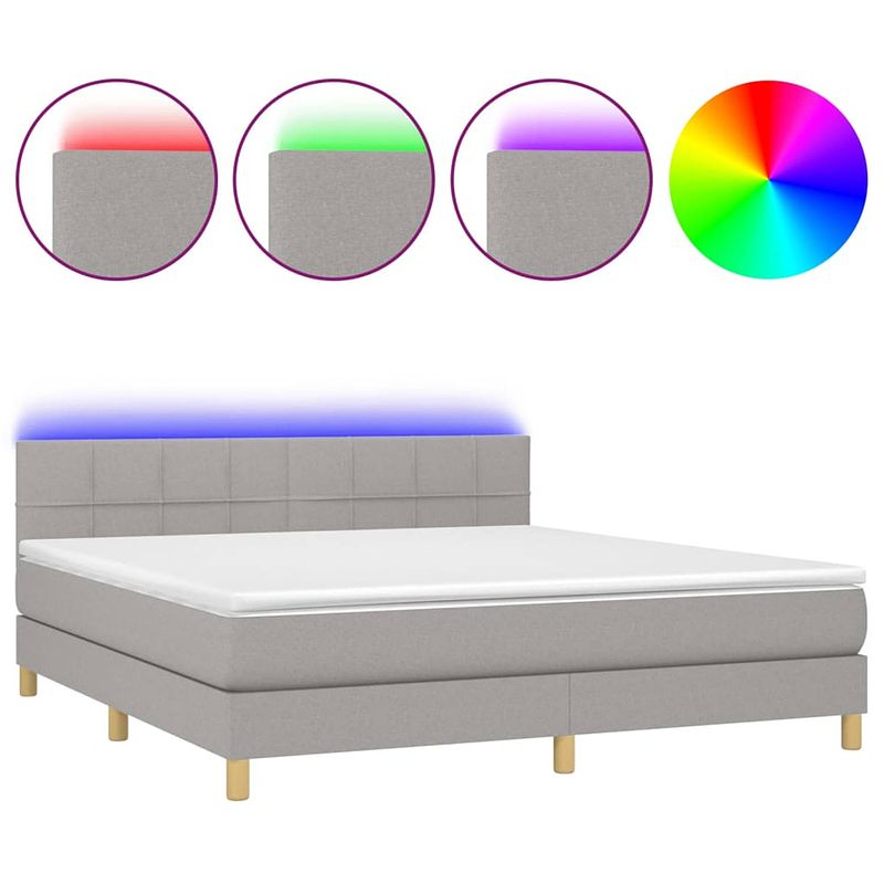 Foto van The living store bed - lichtgrijs - boxspring 160x200 - led - pocketvering