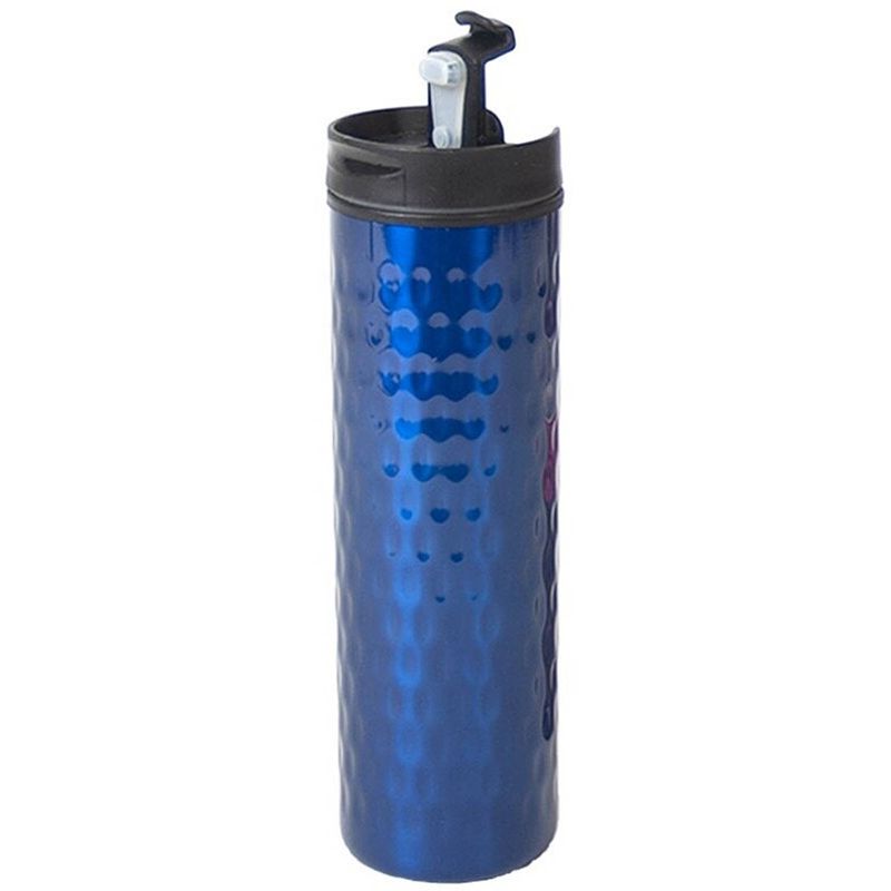 Foto van Rvs thermosfles / isoleerfles blauw 400 ml - thermosflessen