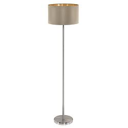 Foto van Eglo maserlo vloerlamp - e27 - 151 cm - grijs/taupe, goud