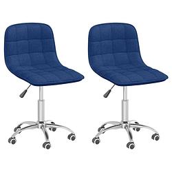 Foto van The living store eetkamerstoelen draaibaar - stof - blauw - 42.5 x 45 x (69-80.5) cm - met zwenkwielen